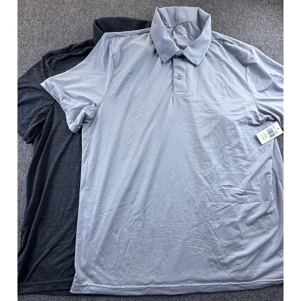 32 Degrees Cool Shirt Mens XX-Large 2-Pack Heather Icy Gray Black‎ Polo New